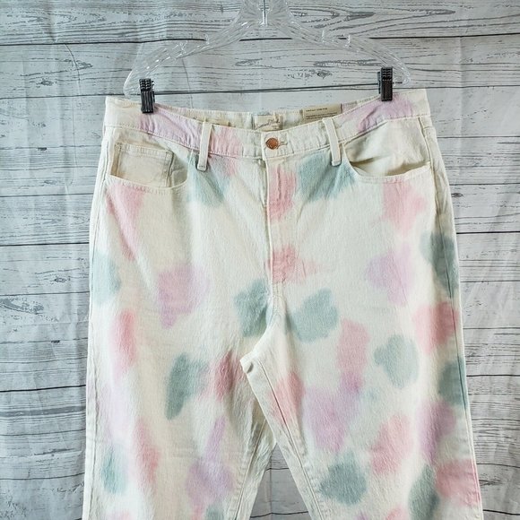 Universal Thread Womens Vintage Straight Jeans Sz 18 White Pink High Rise - Picture 2 of 7